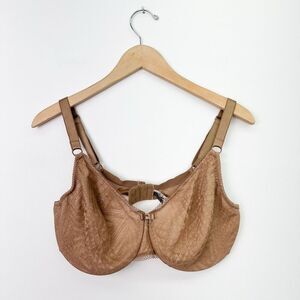 Chantelle Women’s Tan Teracotta Lace Illusion Seamless Unlined Underwire Bra